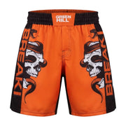 SAHIB MMA Shorts – Orange & Black Polyester Training & Competition Fight Shorts