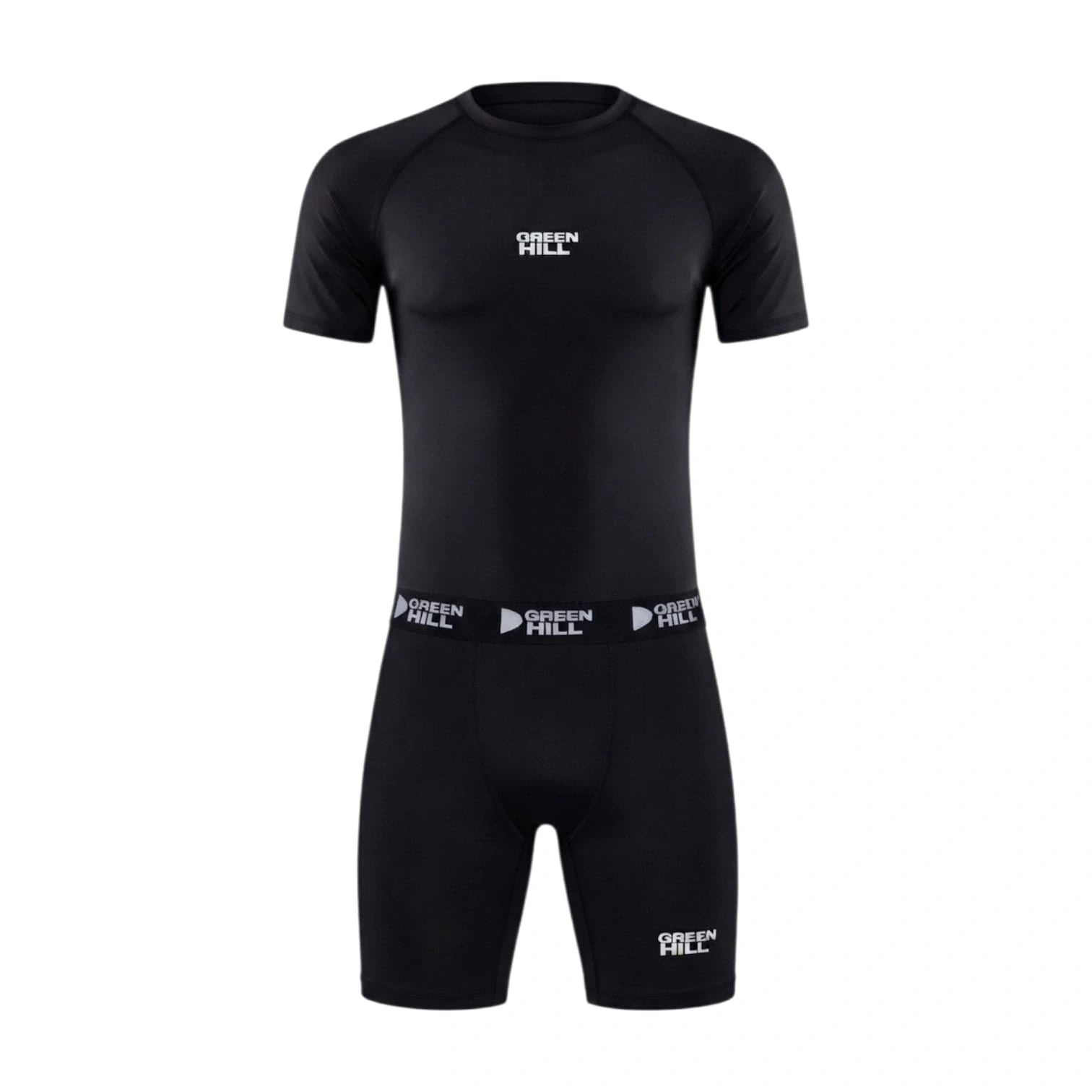 Green Hill Rash Guard & Stretch Shorts Set – MMA Compression Shirt & Fight Shorts Combo