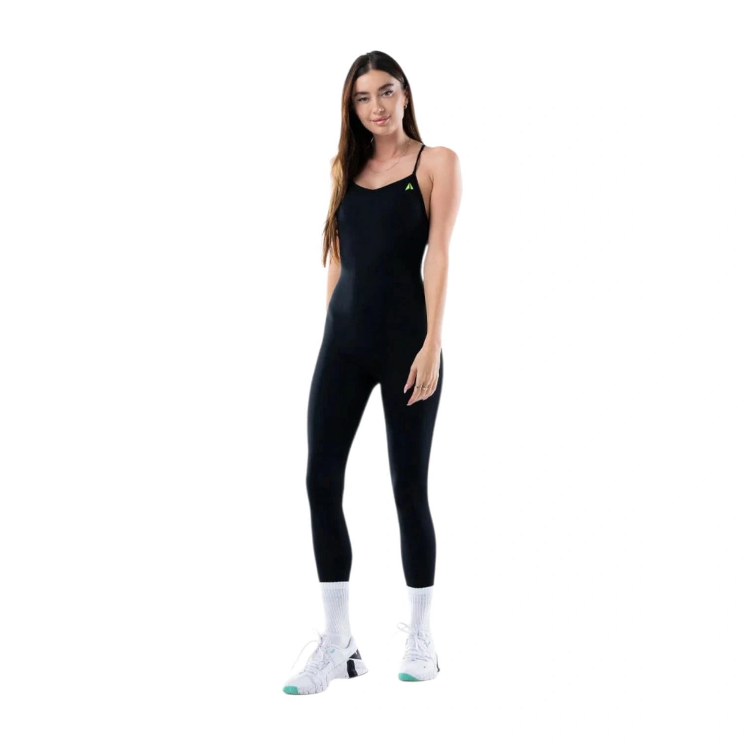 Adatto CrossCurve Women's Jumpsuit – Black Nylon Spandex Active Jumpsuit for Gym, Yoga & Swimming