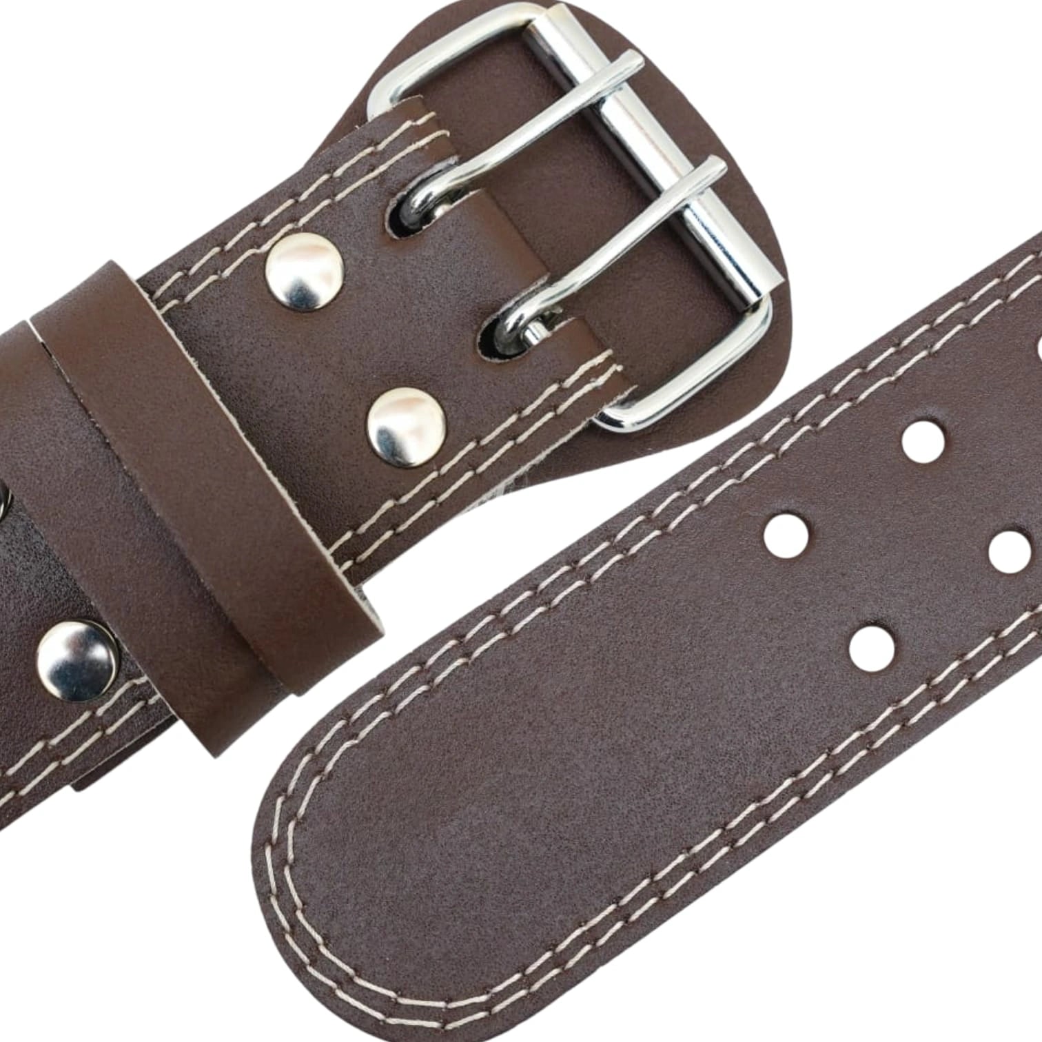 SAHIB 6" Genuine Leather Weight Lifting Belt – Heavy Duty Gym Belt for Powerlifting & Strength Training