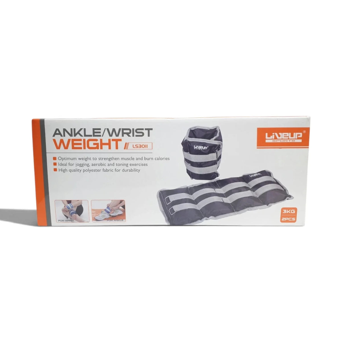 LIVEUP Ankle & Wrist Weight 3 kg – Adjustable Fitness Weights for Gym, Home Workouts & Strength Training